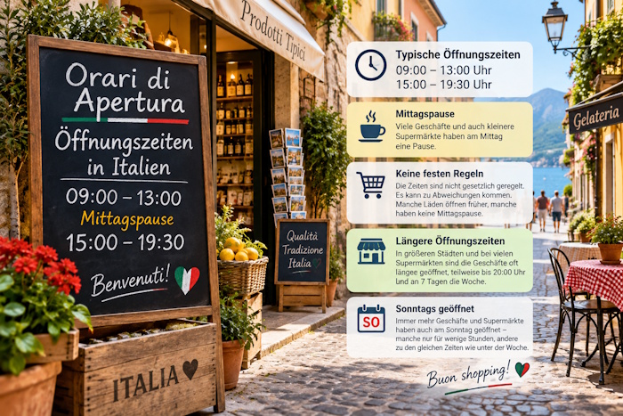 Öffnungszeiten Italien Übersicht