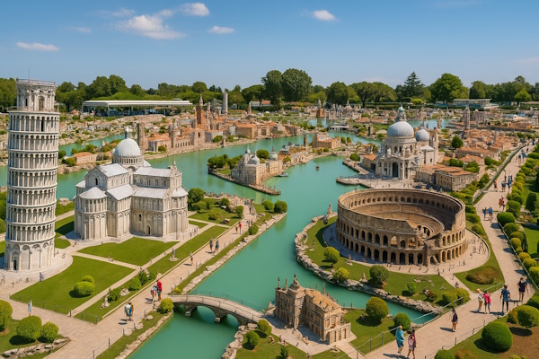 Zusammenstellung verschiedener Attraktionen im Italia in Miniatura