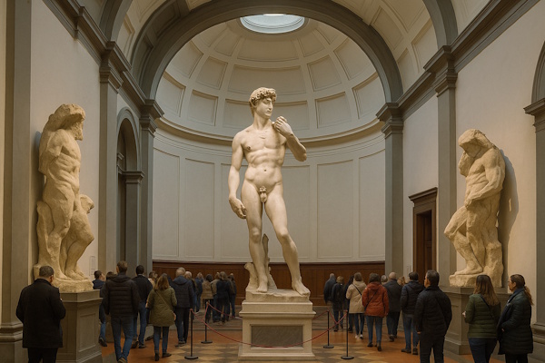 Die Statue des David ist das große Highlight in der Galleria dell’Accademia