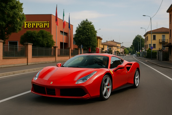 Roter Ferrari auf der Straße