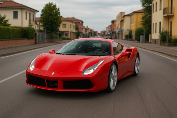 Ferrari bei der Probefahrt in Maranello