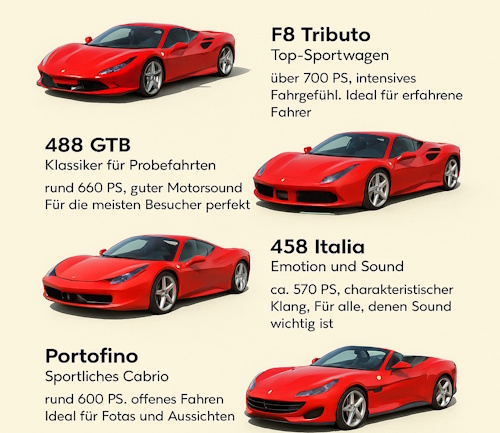 Tafel mit Übersicht über Modelle