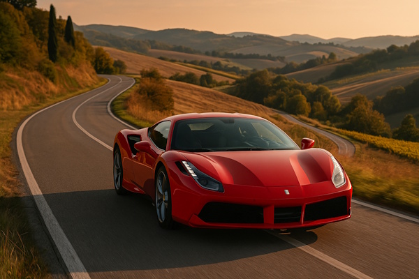 Foro eines roten Ferrari in Italien