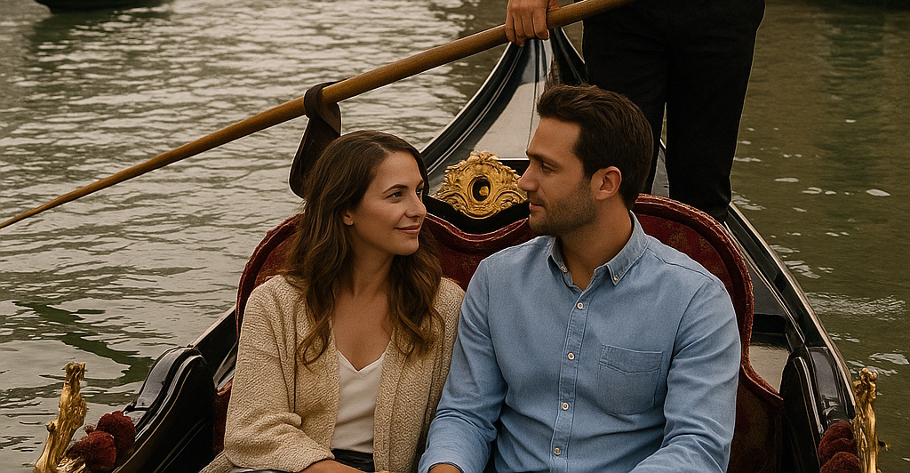 Paar in einer Venedig-Gondel