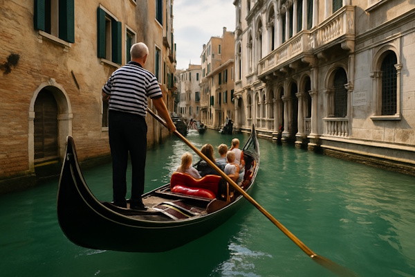 Typische Venedig-Gondel auf einem Kanal