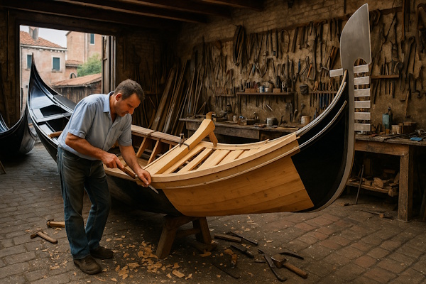 Gondelbauer bei der Arbeit