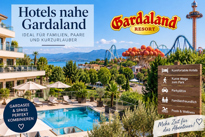 Hotels nahe Gardaland am Gardasee mit Pool und kurzer Entfernung zum Freizeitpark