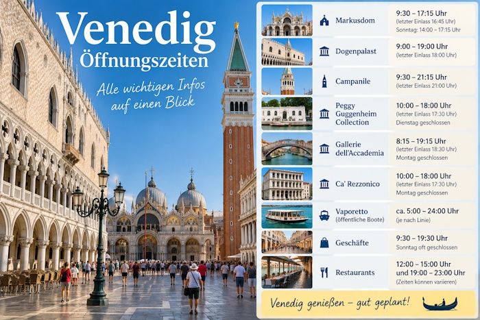 Öffnungszeiten Venedig Übersicht