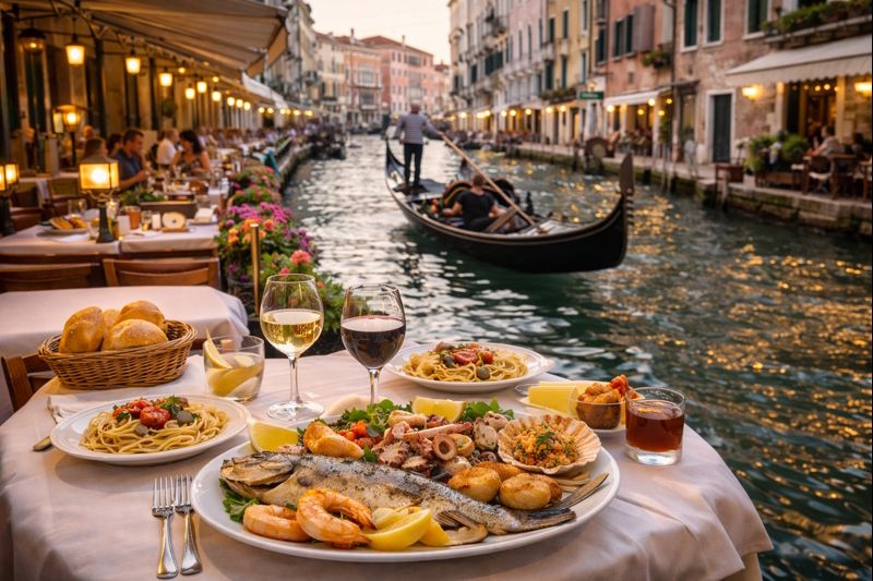 Restaurant an einem Kanal in Venedig